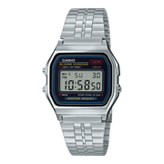 Casio Vintage A159W-1 Digital Black Dial Stainless Steel Bracelet Watch - Wristbear-1
