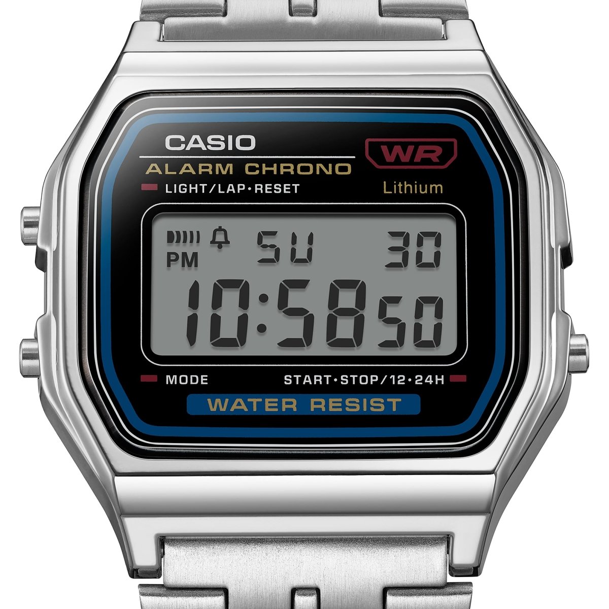Casio Vintage A159W-1 Digital Black Dial Stainless Steel Bracelet Watch - Wristbear-6