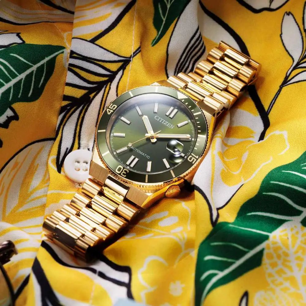 Citizen-Citizen NJ0232-53X Tsuyosa Shore Green Dial Gold Tone Automatic Stainless Steel Men's Watch-Wristbear-3