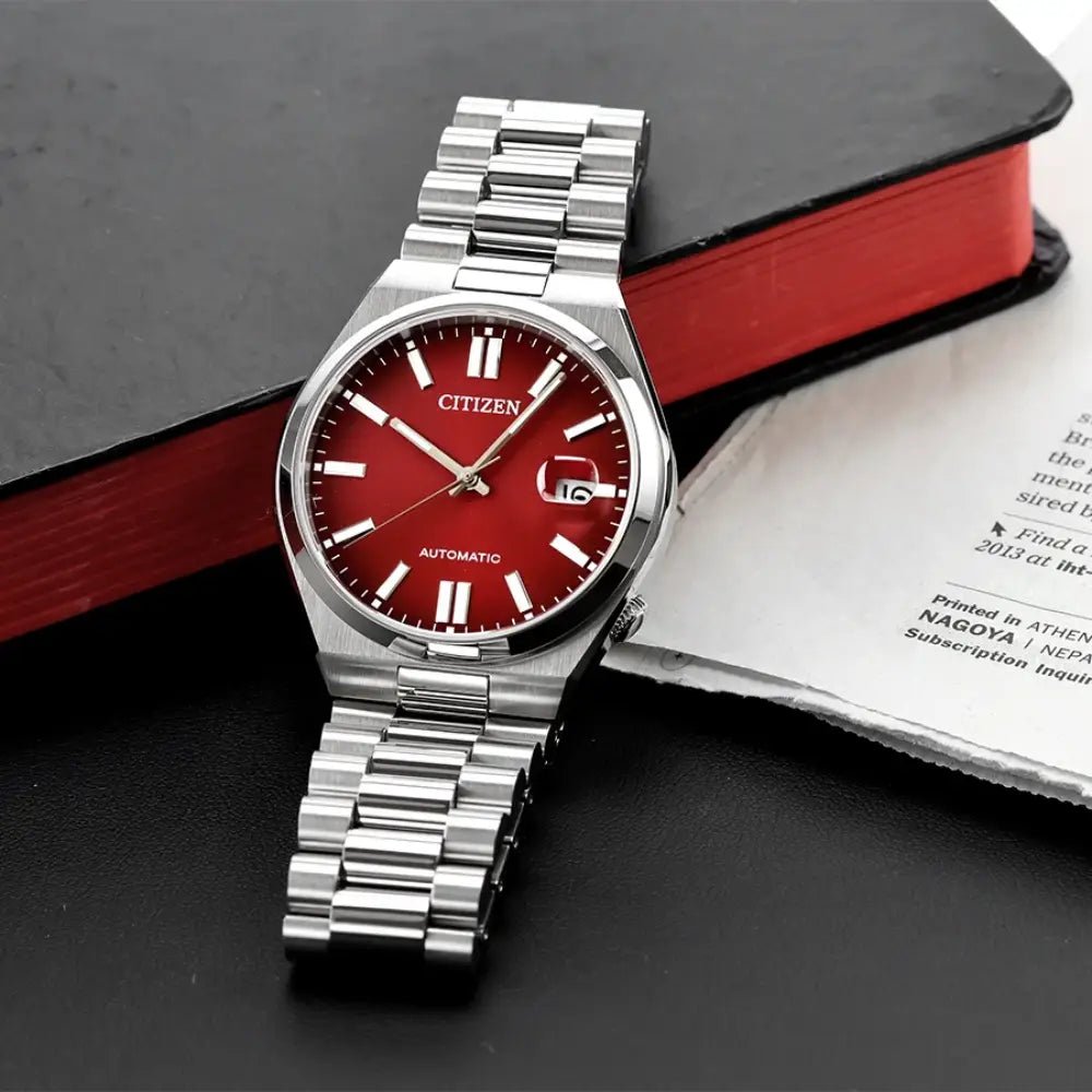 Citizen-Citizen Tsuyosa NJ0150-56W Automatic Burgundy Red Dial Sapphire Stainless Steel Men's Watch-Wristbear-3