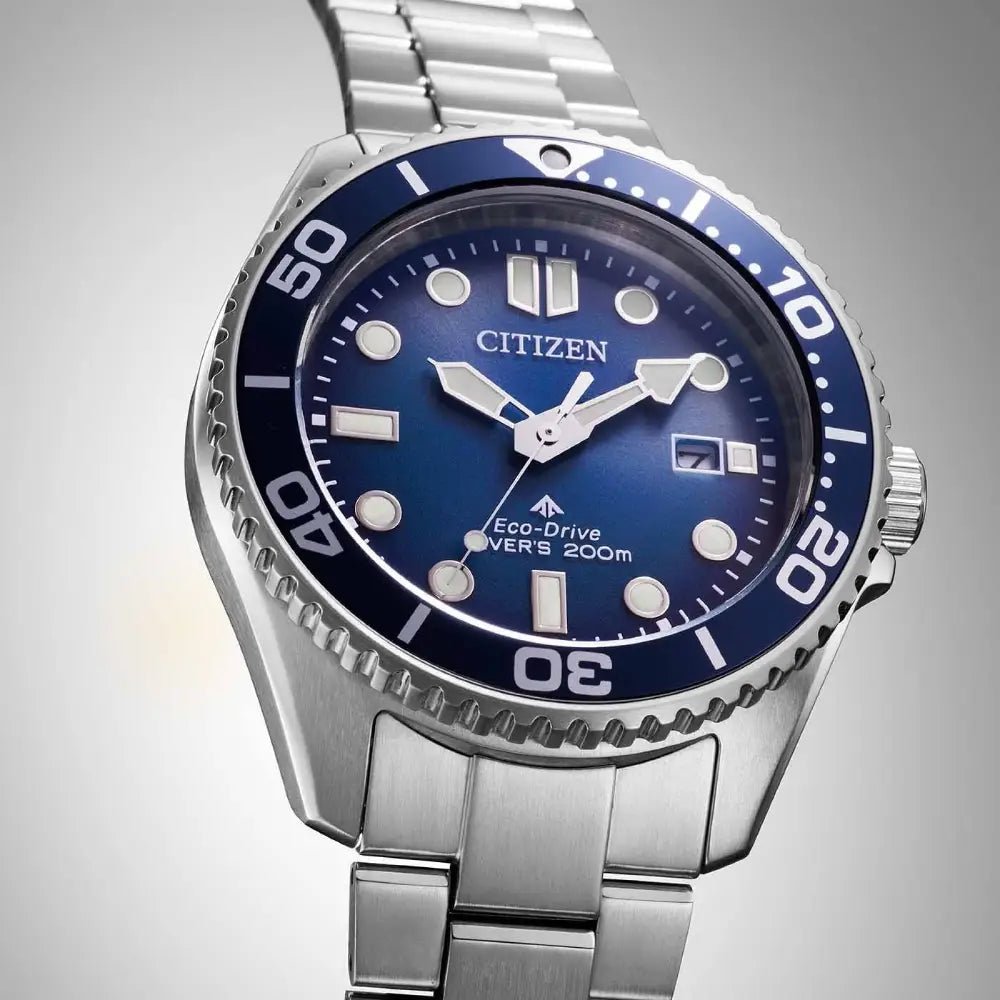 Citizen-Citizen Promaster "Marine" Diver's 200M BN0260-54L Eco-Drive Blue Dial Stainless Steel Men's Watch-Wristbear-2