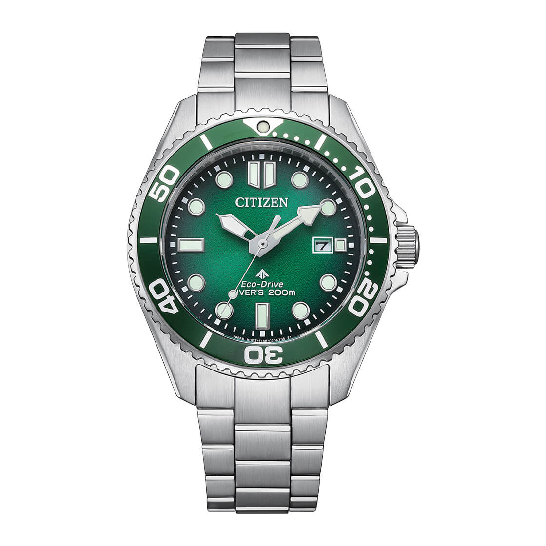 Citizen-Citizen Promaster "Marine" Diver's 200M BN0269-50W Eco-Drive Green Dial Stainless Steel Men's Watch-Wristbear-1