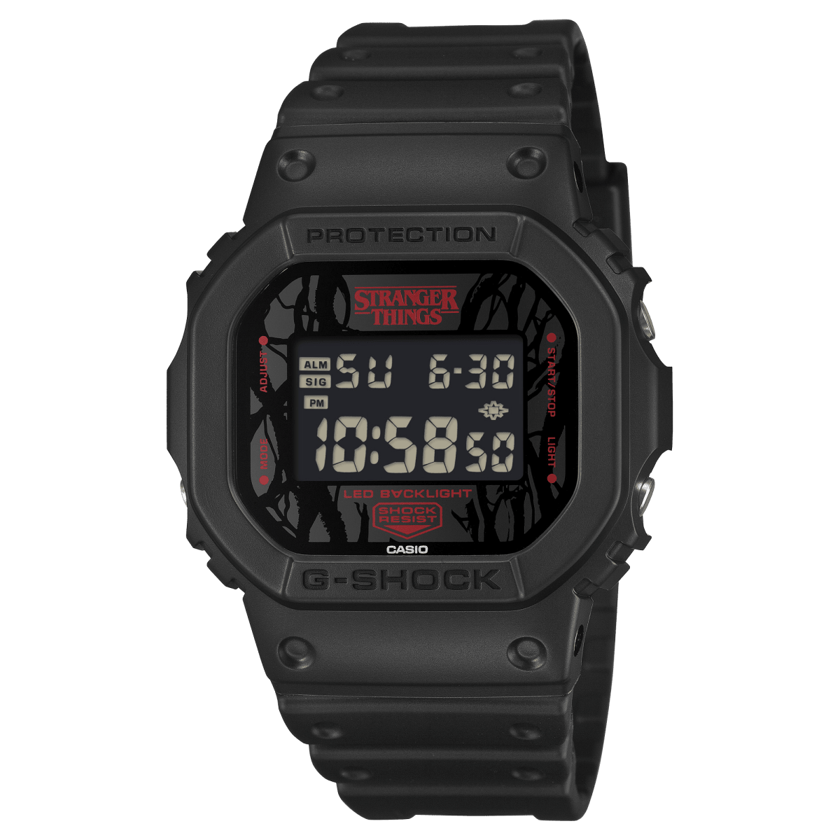 Casio G-Shock DW-5600STT-1D Stranger Things Collaboration 5600 Series Digital Black Resin Watch - Wristbear-1