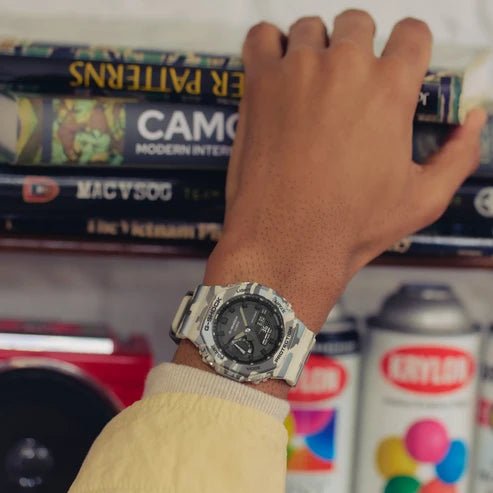 G-Shock-Casio G-Shock GA-2100CM-5A Camouflage Carbon Core Guard Analog-Digital Black Dial Men's Watch-Wristbear-2