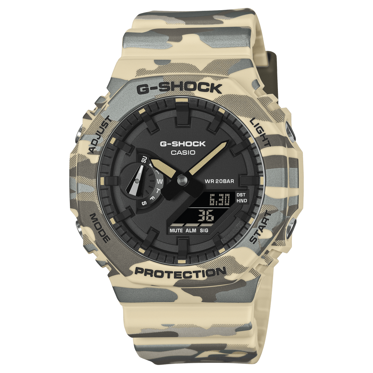 Casio G-Shock GA-2100CM-5A Camouflage Carbon Core Guard Analog-Digital Black Dial Men's Watch - Wristbear-1
