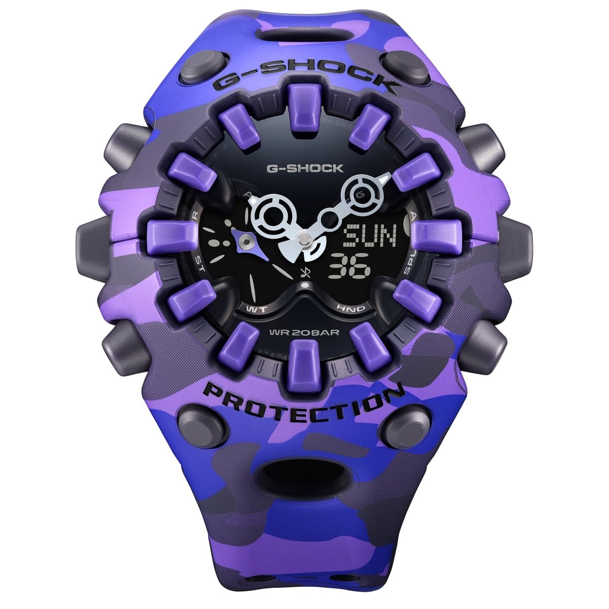 Casio G-Shock GA-V01CMG-6A Bold Camo Analog-Digital Black Dial Purple Camouflage Resin Men's Watch - Wristbear-2
