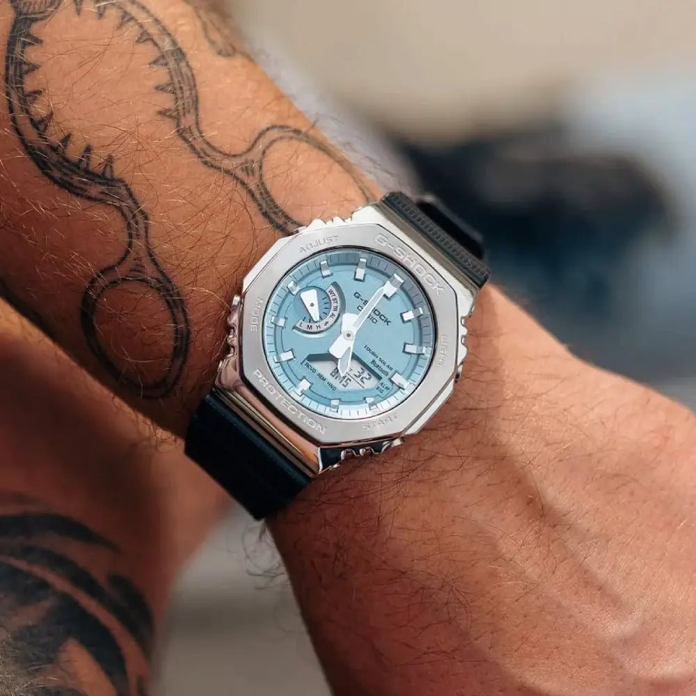 G-Shock-Casio G-Shock GBM-2100A-1A2 Tough Solar Bluetooth Light Blue Dial Black Resin Strap Men's Watch-Wristbear-2