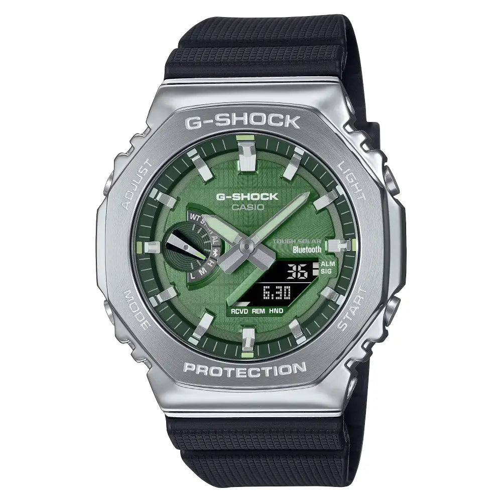 G-Shock-Casio G-Shock GBM-2100A-1A3 Tough Solar Bluetooth Green Dial Black Resin Strap Men's Watch-Wristbear-1
