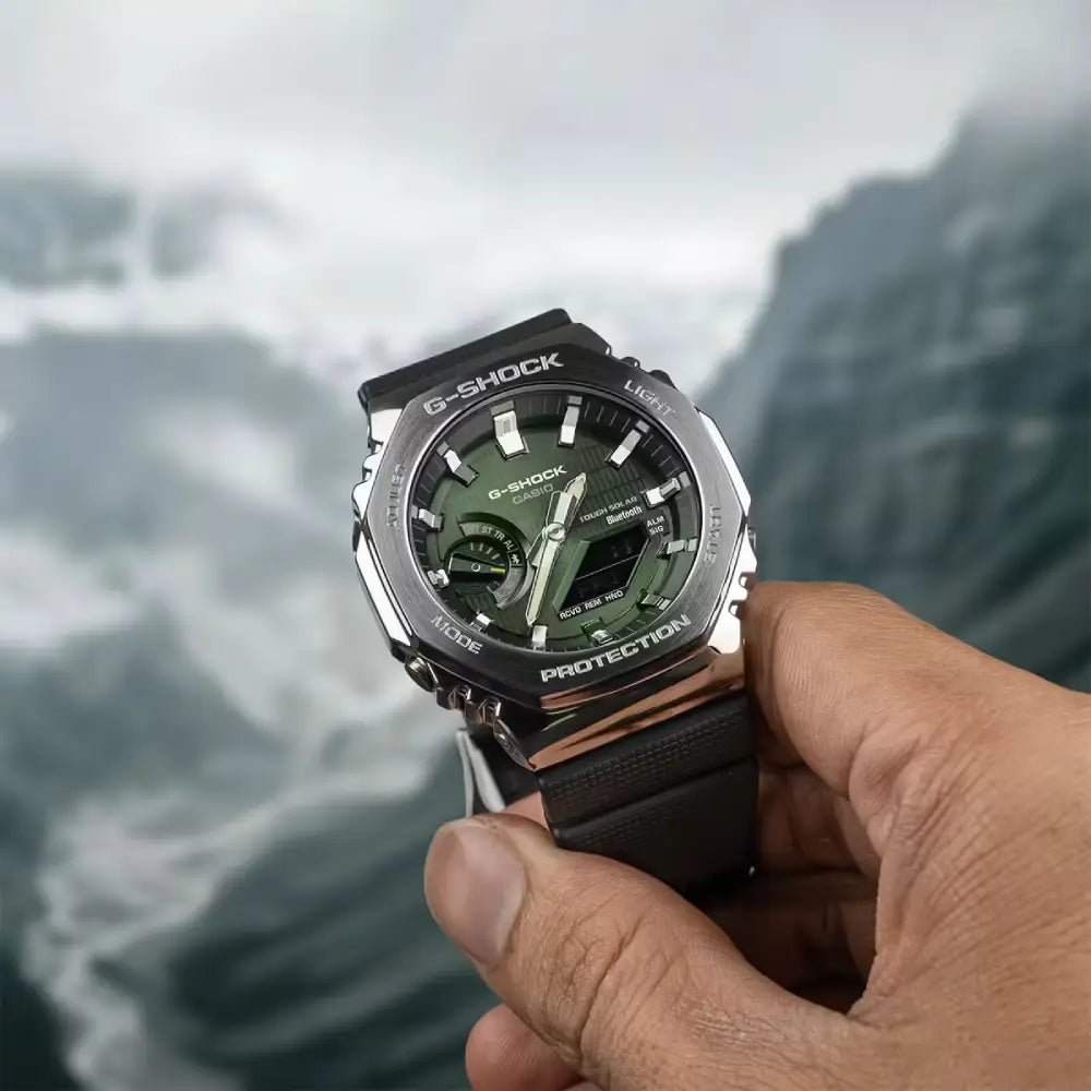 G-Shock-Casio G-Shock GBM-2100A-1A3 Tough Solar Bluetooth Green Dial Black Resin Strap Men's Watch-Wristbear-3