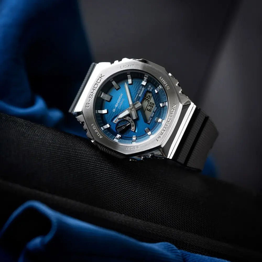 G-Shock-Casio G-Shock GBM-2100A-2B Tough Solar Bluetooth Blue Dial Blue Resin Strap Men's Watch-Wristbear-2