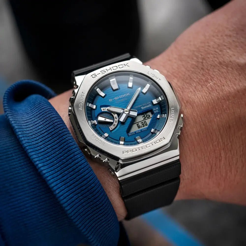 G-Shock-Casio G-Shock GBM-2100A-2B Tough Solar Bluetooth Blue Dial Blue Resin Strap Men's Watch-Wristbear-3