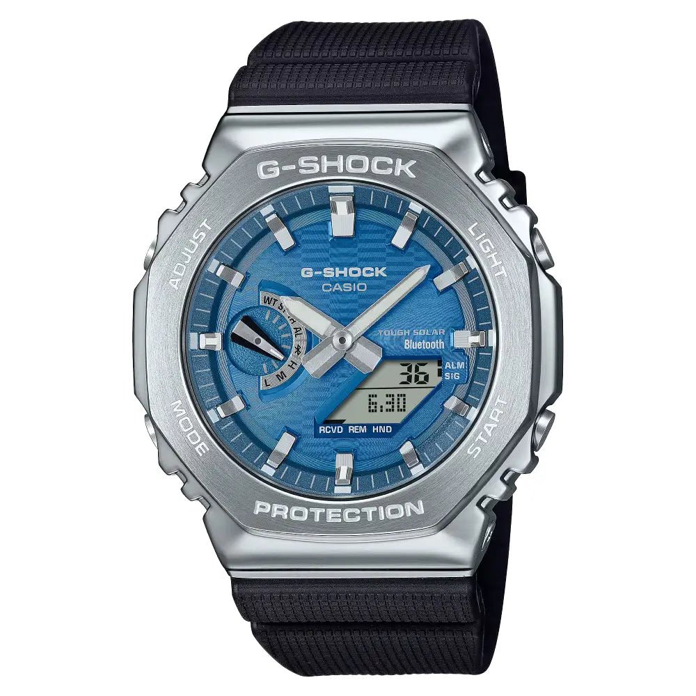 G-Shock-Casio G-Shock GBM-2100A-2B Tough Solar Bluetooth Blue Dial Blue Resin Strap Men's Watch-Wristbear-1