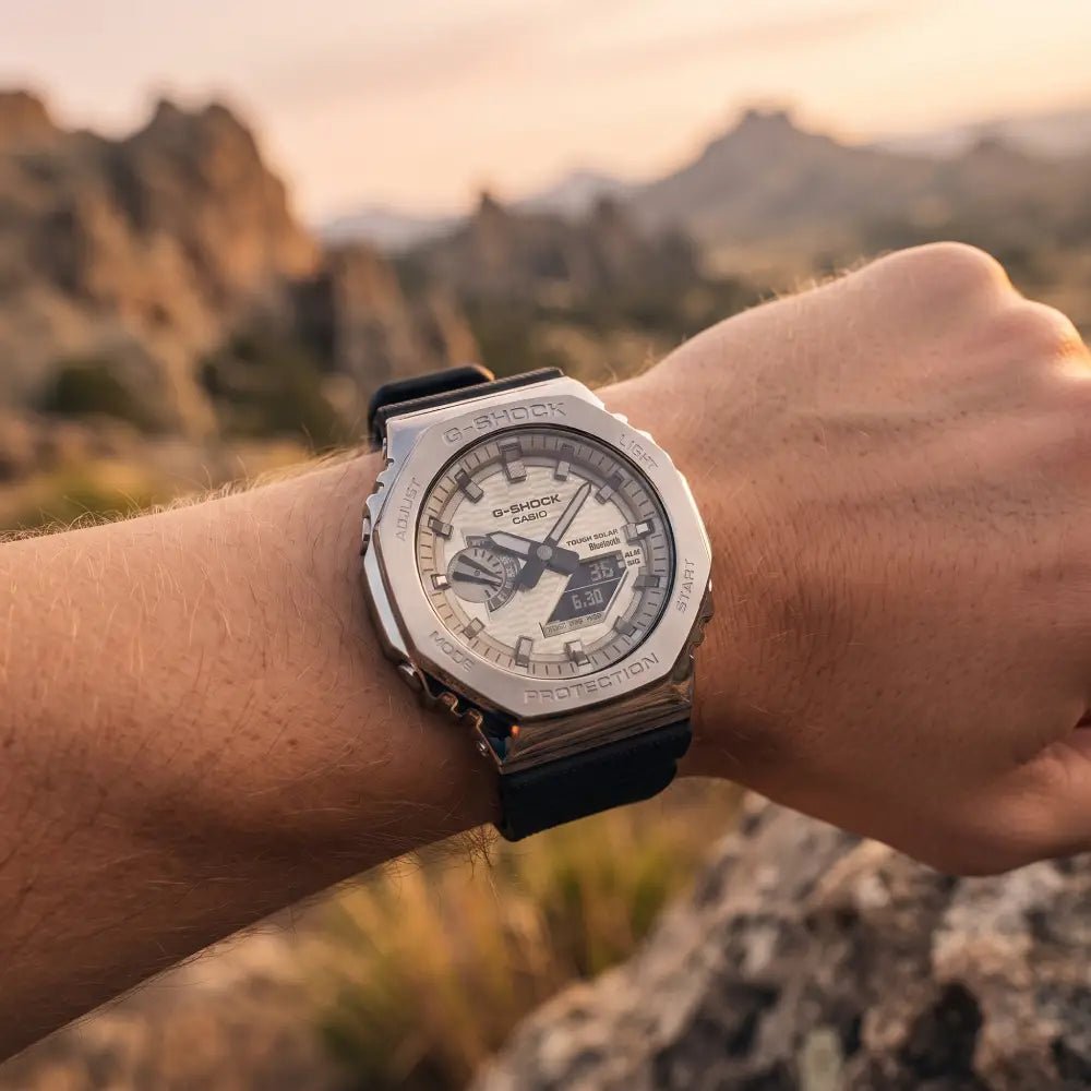 G-Shock-Casio G-Shock GBM-2100A-8B Tough Solar Bluetooth Rubber Strap Men's Watch-Wristbear-2