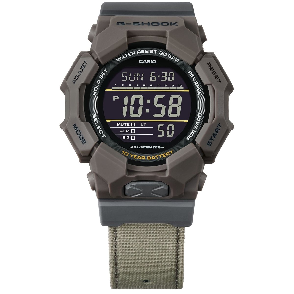 Casio G-Shock GD-010CE-5D Digital Black Dial Brown Case CORDURA Cloth Strap Men's Watch - Wristbear-2