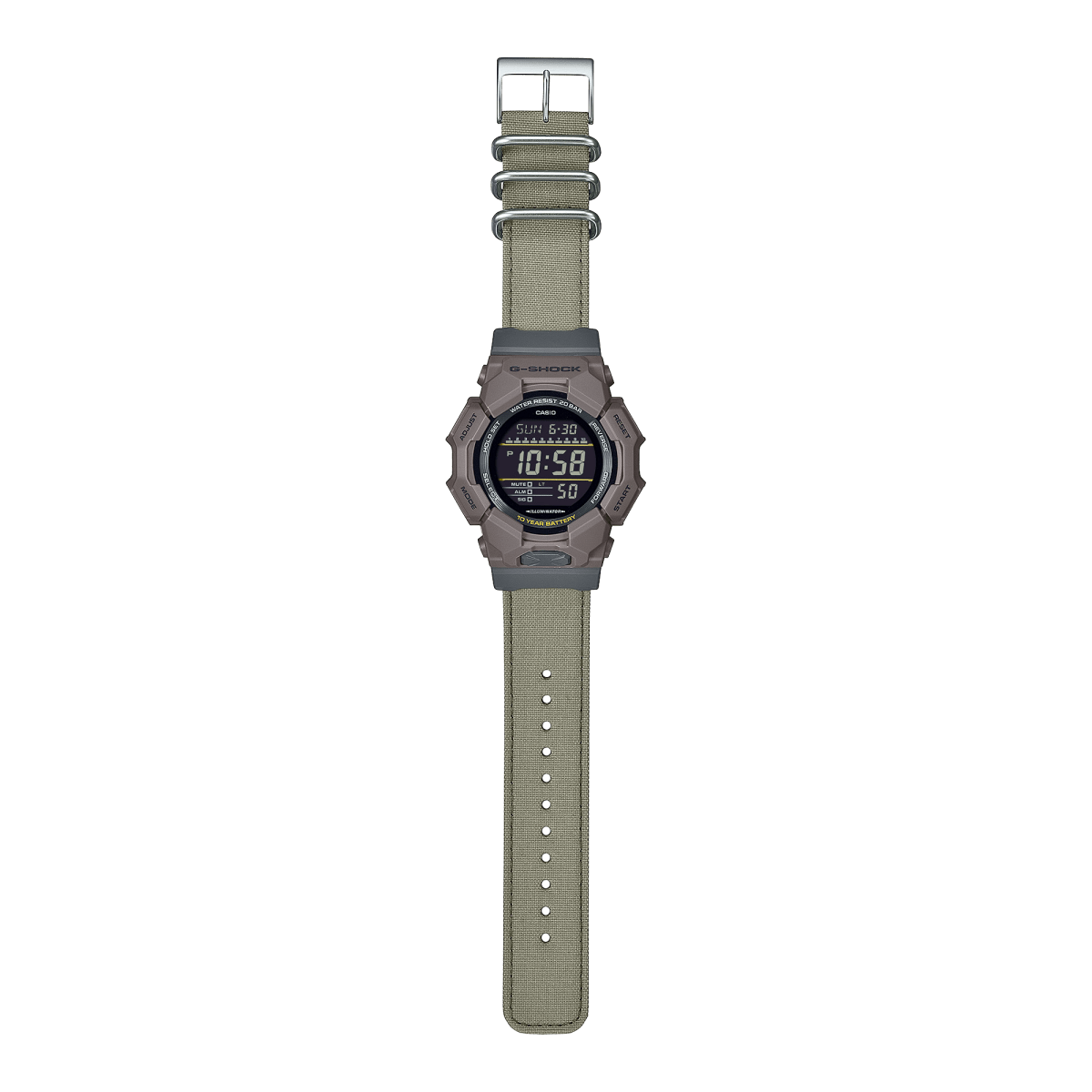 Casio G-Shock GD-010CE-5D Digital Black Dial Brown Case CORDURA Cloth Strap Men's Watch - Wristbear-3