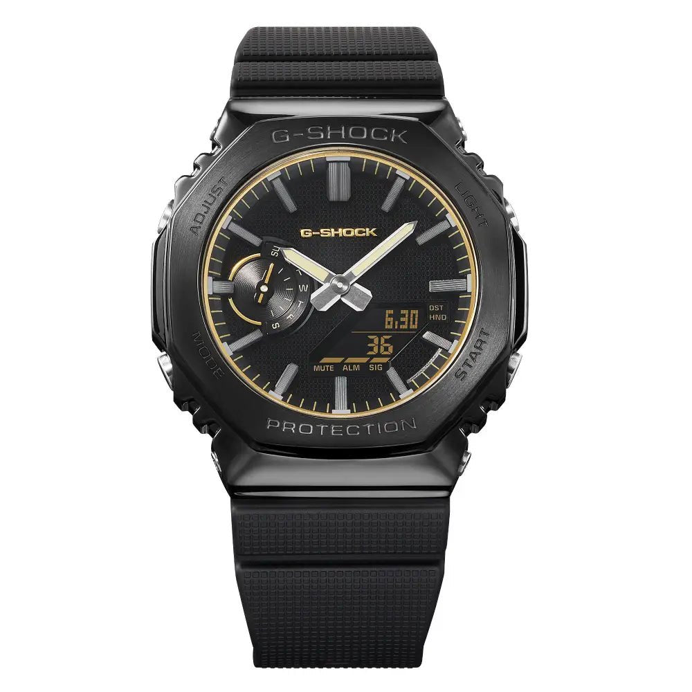 G-Shock-Casio G-Shock GM-2100LXB-1A9 Analog-Digital Black Dial Gold Accents Resin Band Watch-Wristbear-3