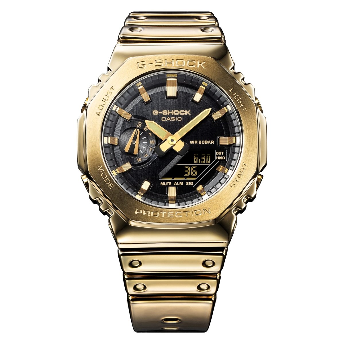 Casio G-Shock GM-2100YMG-9A G-Steel Fine Metallic Analog-Digital Gold Dial Gold Silicone Strap Men's Watch - Wristbear-2