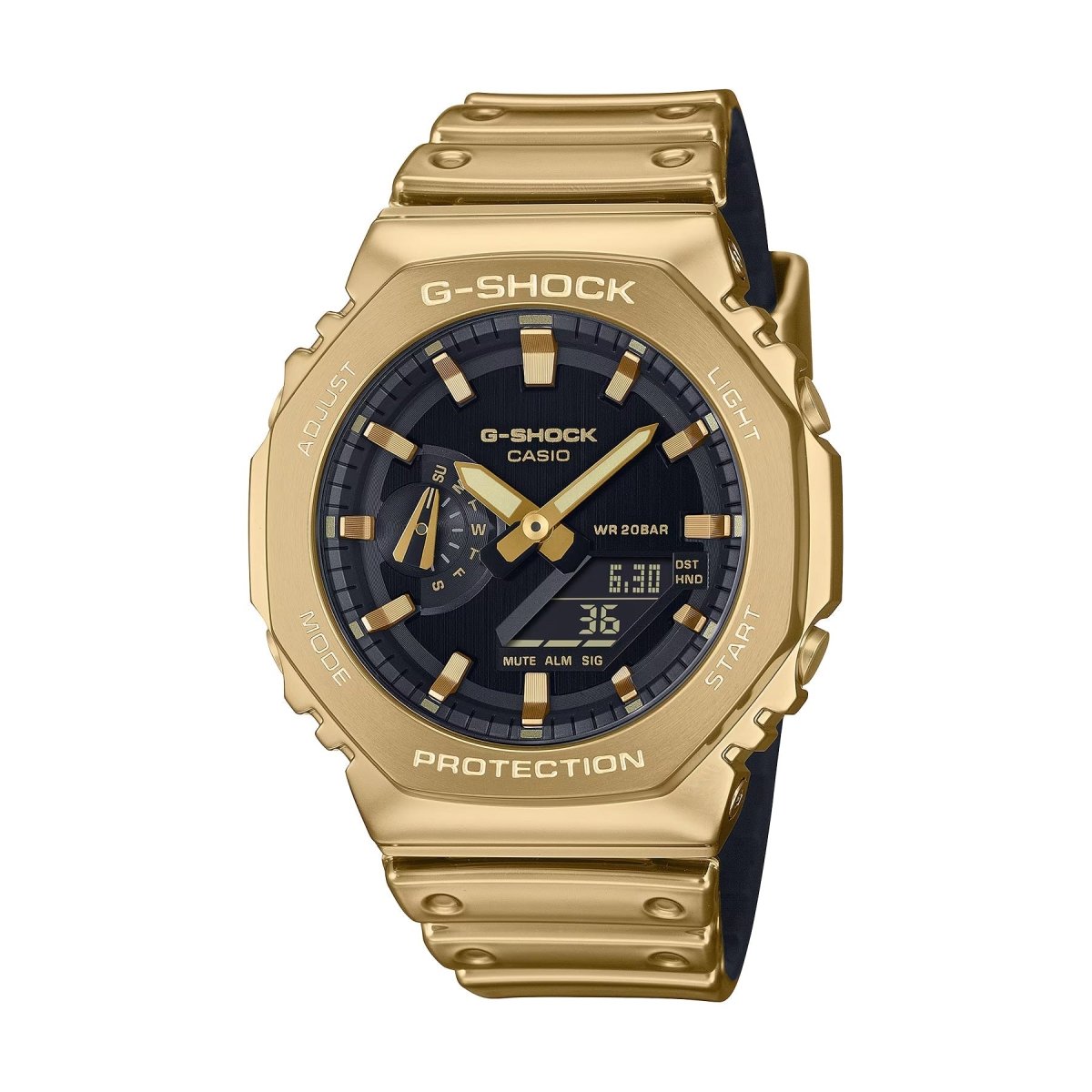 Casio G-Shock GM-2100YMG-9A G-Steel Fine Metallic Analog-Digital Gold Dial Gold Silicone Strap Men's Watch - Wristbear-4