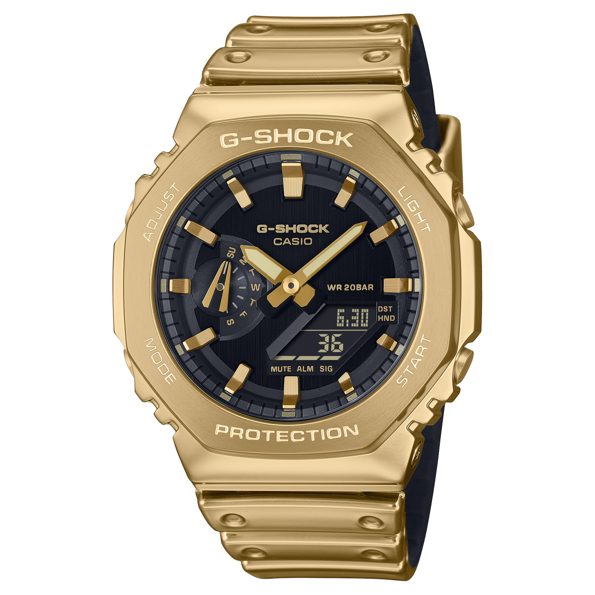 Casio G-Shock GM-2100YMG-9A G-Steel Fine Metallic Analog-Digital Gold Dial Gold Silicone Strap Men's Watch - Wristbear-1