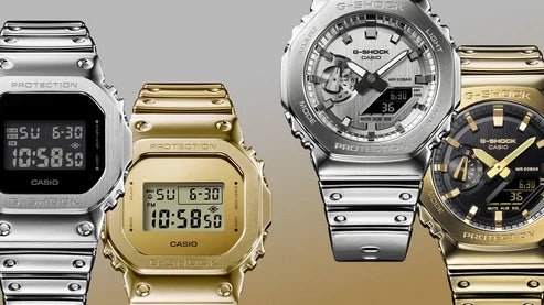 G-Shock-Casio G-Shock GM-2100YMG-9A G-Steel Fine Metallic Analog-Digital Black Dial Gold Silicone Strap Men's Watch-Wristbear-8