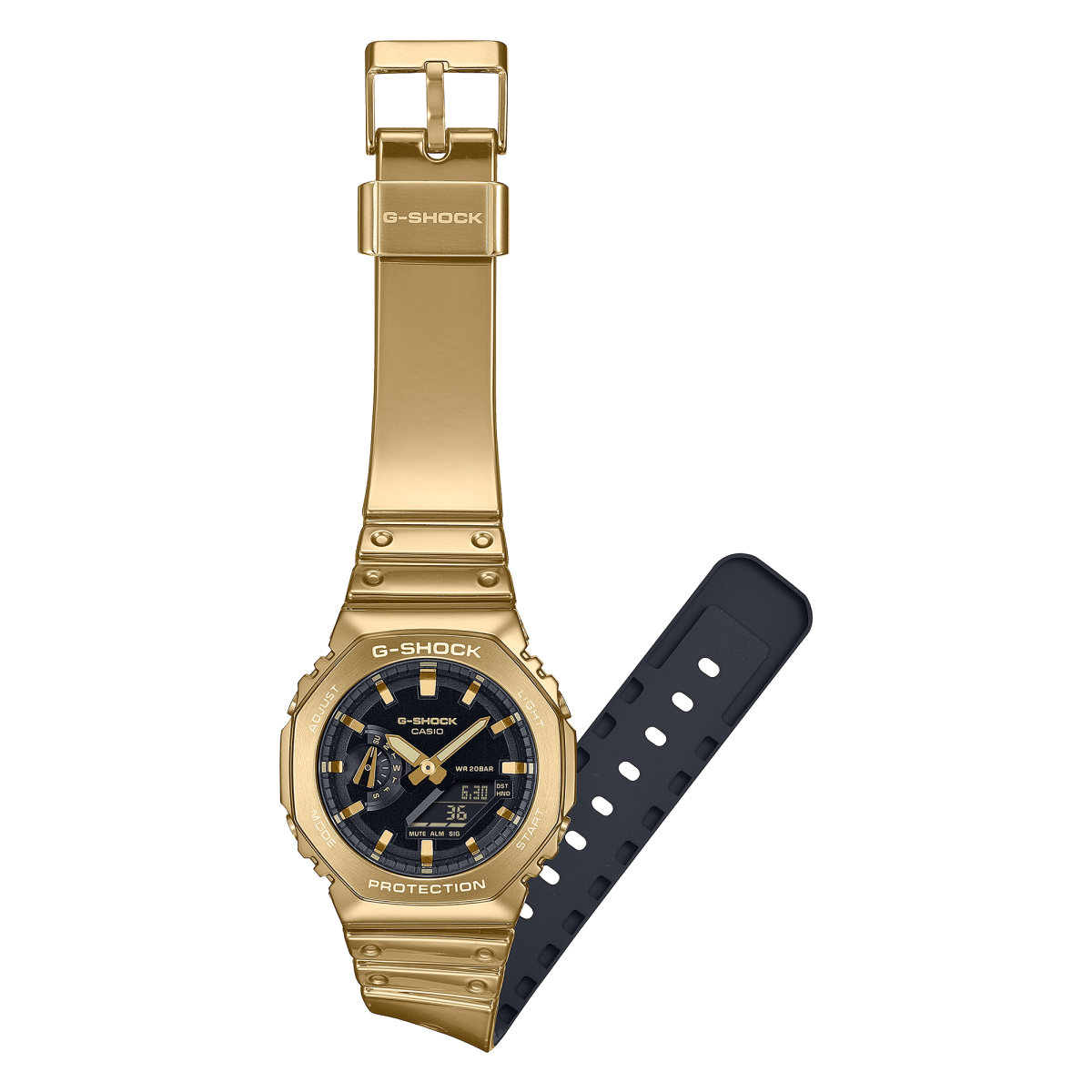 Casio G-Shock GM-2100YMG-9A G-Steel Fine Metallic Analog-Digital Gold Dial Gold Silicone Strap Men's Watch - Wristbear-3