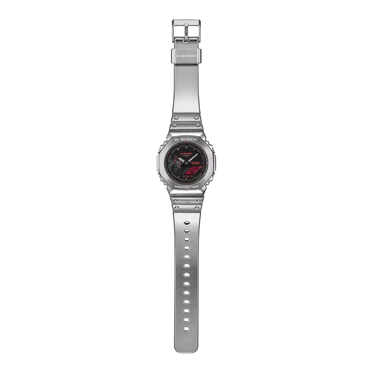 G-Shock-Casio G-Shock GM-2100YRA-8A Black Dial Silver Bezel Silver Silicone Strap Men's Watch-Wristbear-4