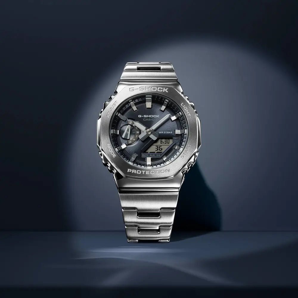 G-Shock-Casio G-Shock GM-2110D-8A Slate Grey Dial Stainless Steel Bracelet Men's Watch-Wristbear-2
