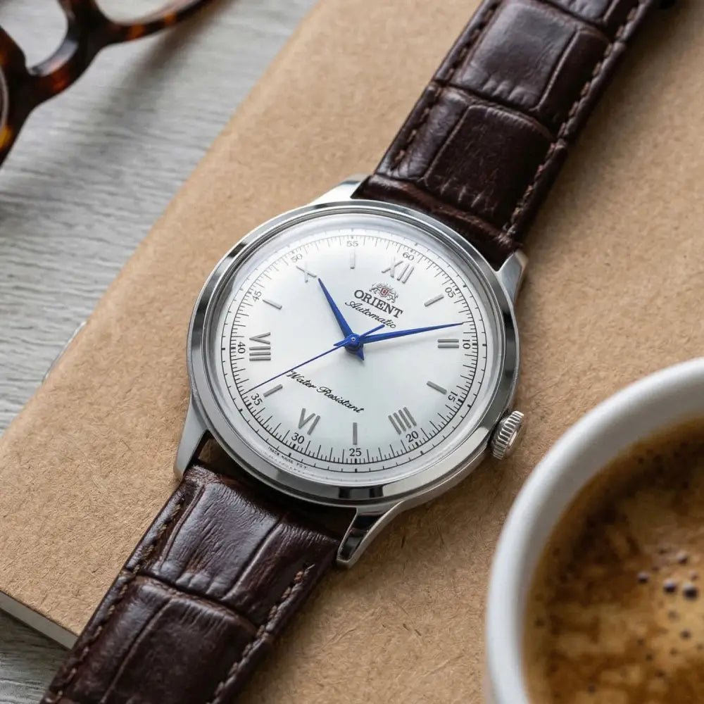 Orient-Orient Bambino 38 RA-BB0002S Automatic White Dial Brown Leather Men's Watch-Wristbear-3