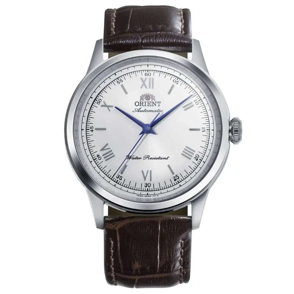 Orient-Orient Bambino 38 RA-BB0002S Automatic White Dial Brown Leather Men's Watch-Wristbear-1