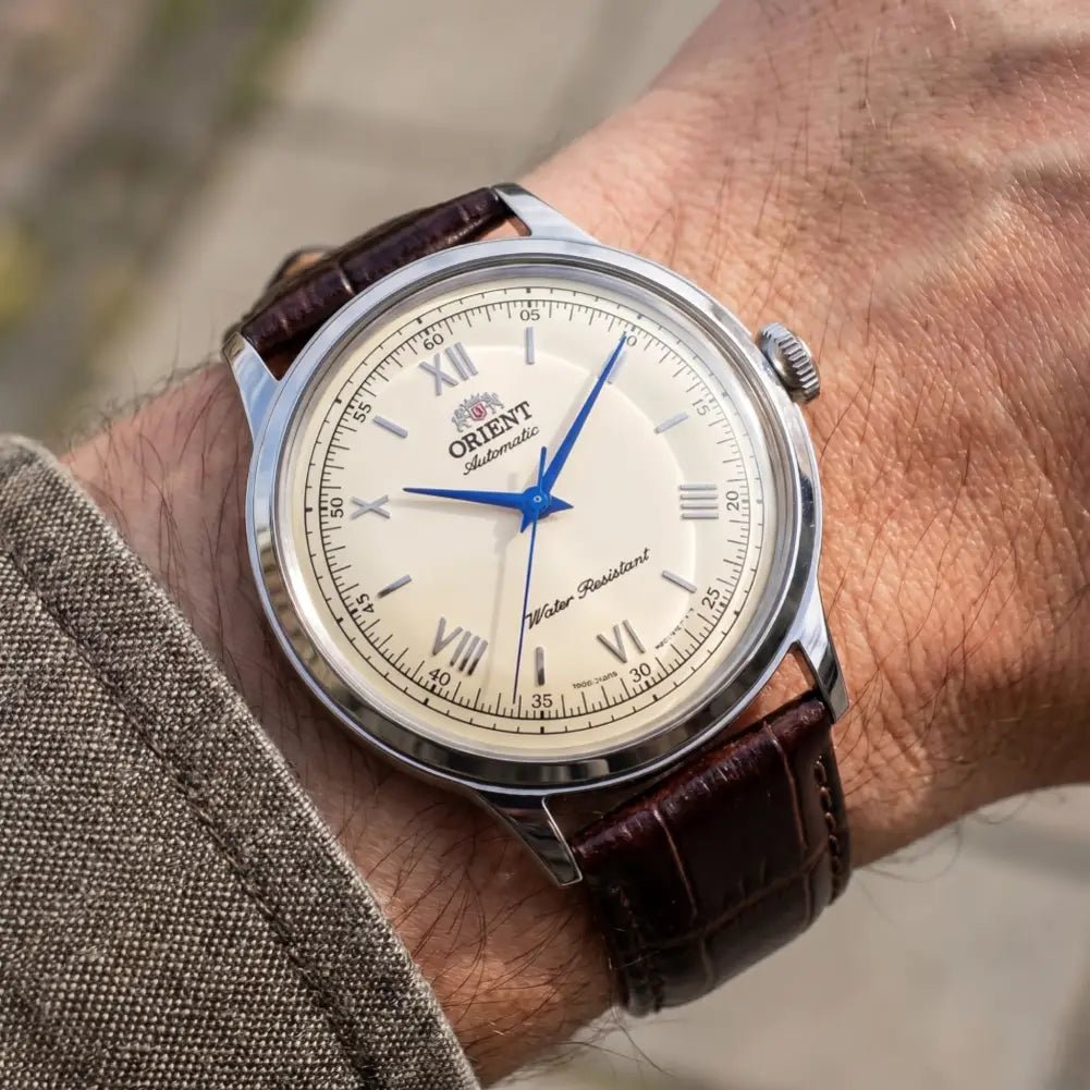 Orient-Orient Bambino 38 RA-BB0003Y Automatic Ivory Dial Brown Leather Strap Men's Watch-Wristbear-2