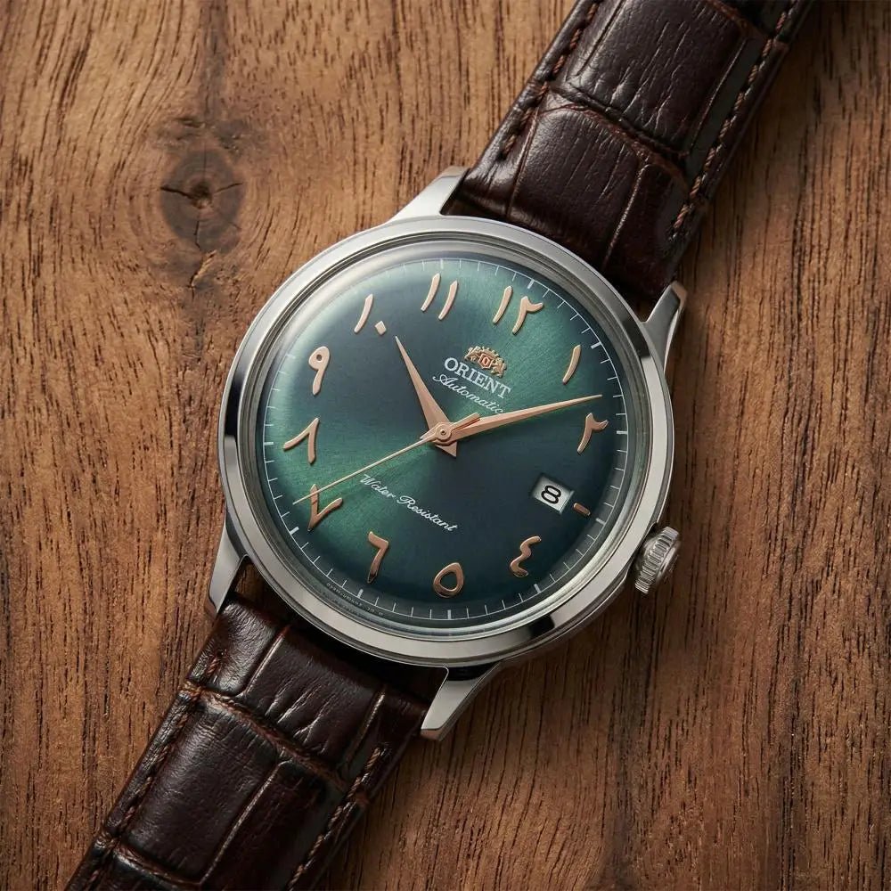 Orient-Orient Bambino Arabic Dial RA-AC0035E Automatic Green Dial Brown Leather Strap Men’s Watch-Wristbear-2