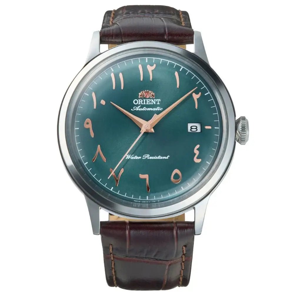 Orient-Orient Bambino Arabic Dial RA-AC0035E Automatic Green Dial Brown Leather Strap Men’s Watch-Wristbear-1
