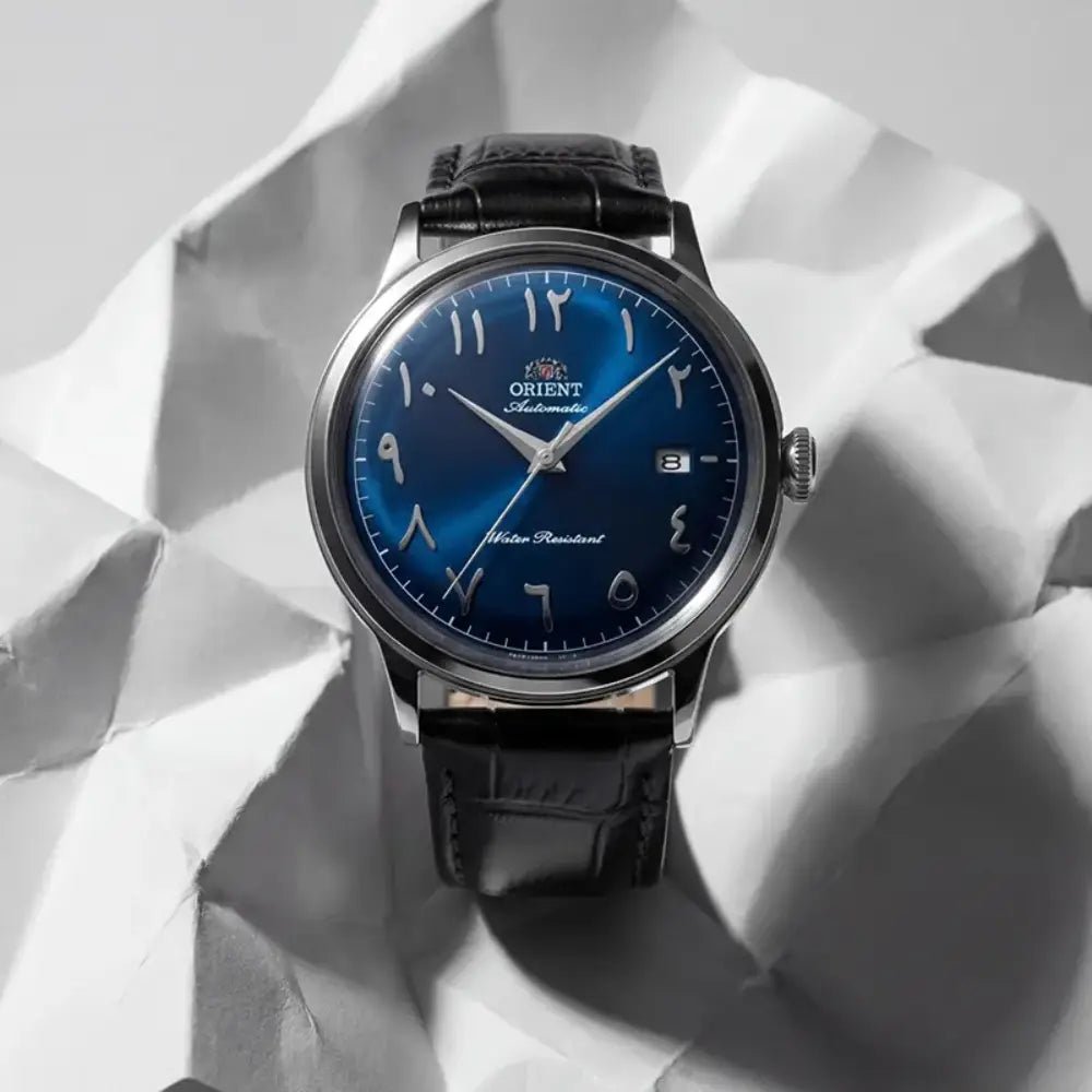 Orient-Orient Bambino Arabic Dial RA-AC0036L Automatic Blue Dial Brown Leather Strap Men’s Watch-Wristbear-2