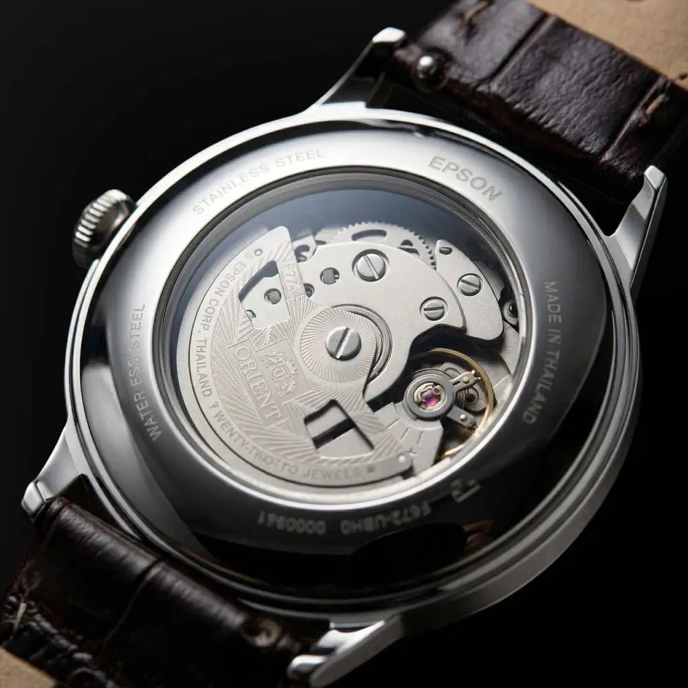 Orient-Orient Bambino Arabic Dial RA-AC0037R Automatic Bordeaux Dial Brown Leather Strap Men’s Watch-Wristbear-5