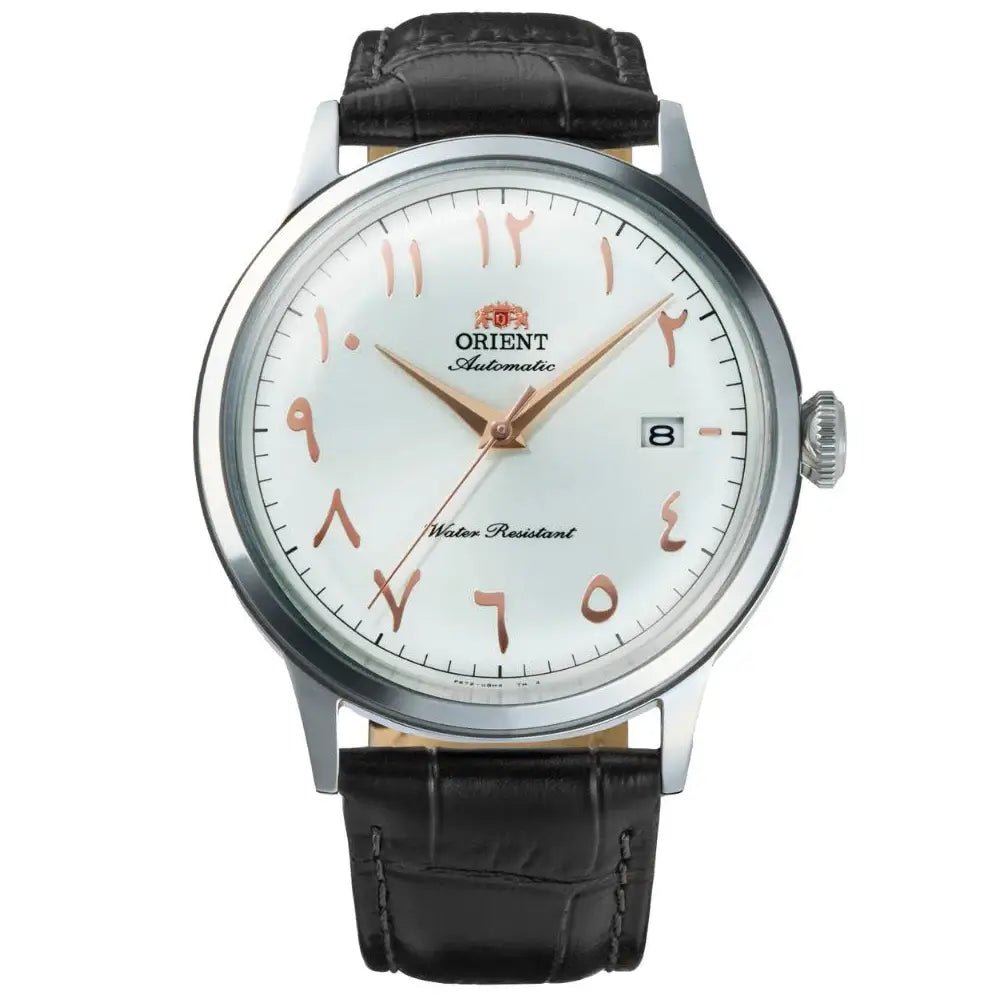 Orient-Orient Bambino Arabic Dial RA-AC0038S Automatic White Dial Black Leather Strap Men’s Watch-Wristbear-1