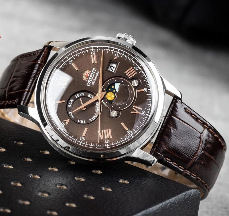 Orient-Orient Bambino Day & Night RA-AK0804Y Automatic Brown Dial Men's Watch-Wristbear-6