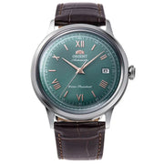 Orient-Orient Bambino RA-AC0023E Automatic Green Sunburst Dial Brown Leather Strap Men’s Watch-Wristbear-1