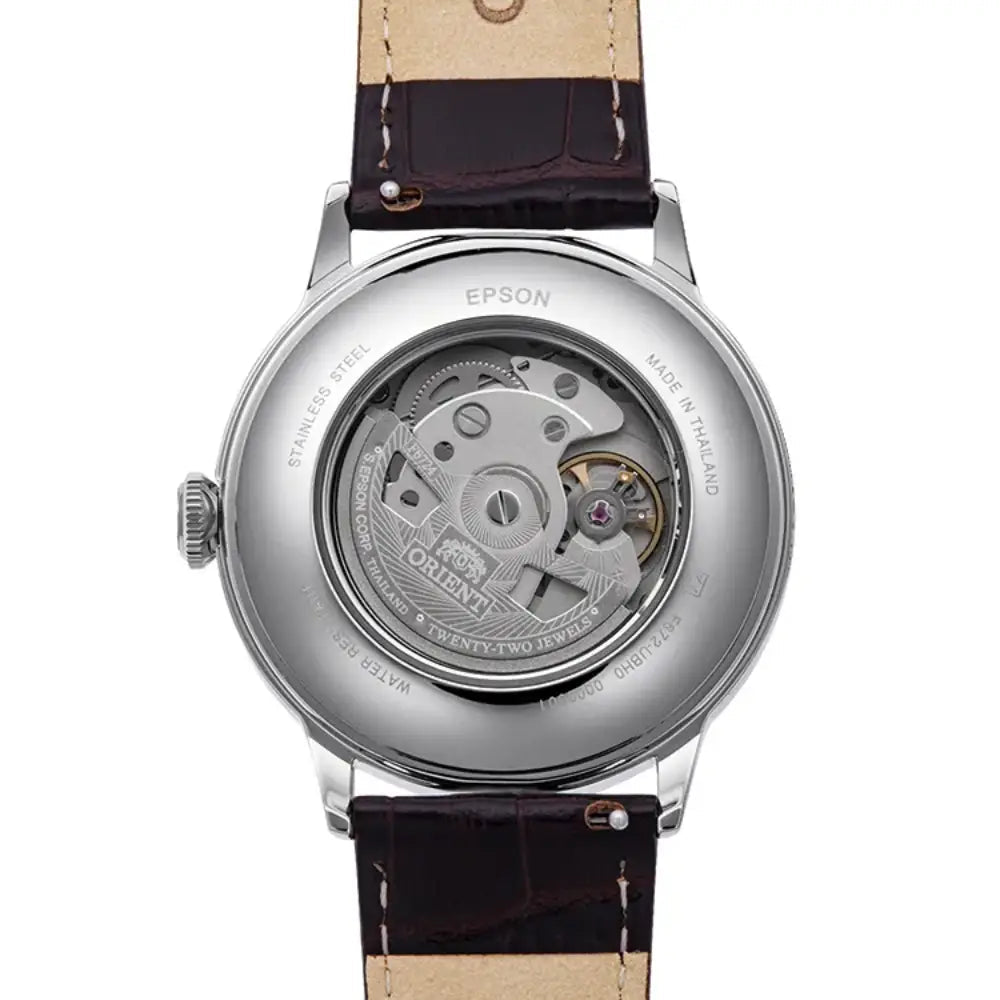 Orient-Orient Bambino RA-AC0023E Automatic Green Sunburst Dial Brown Leather Strap Men’s Watch-Wristbear-4