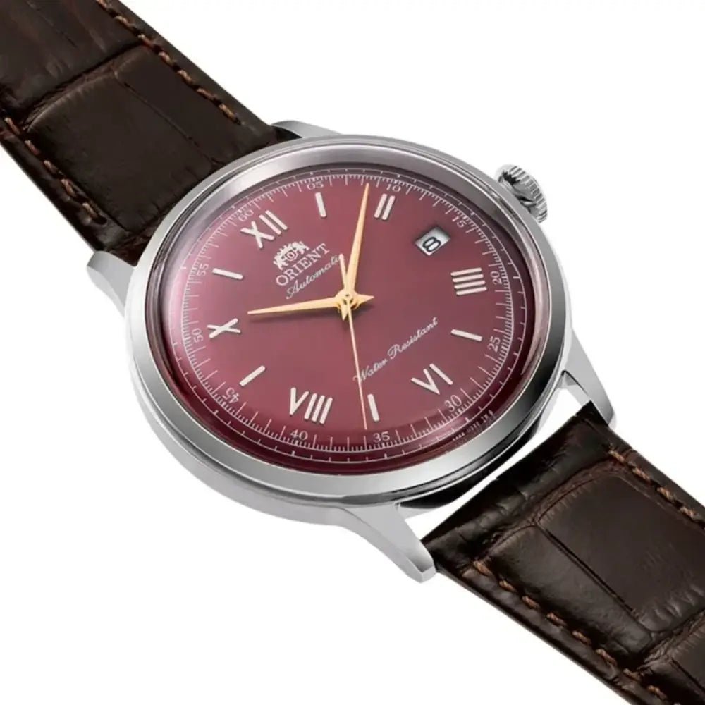 Orient-Orient Bambino RA-AC0026R Automatic Bordeaux Dial Leather Strap Men's Watch-Wristbear-4