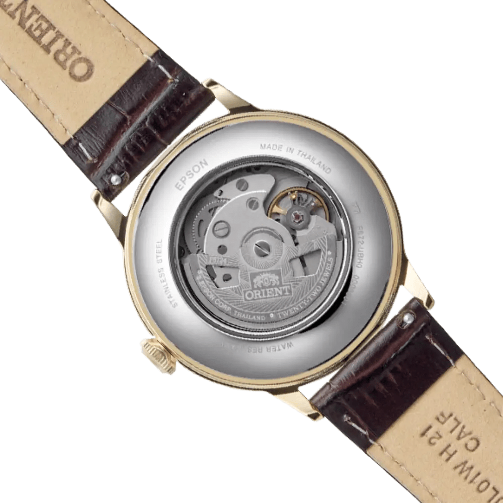 Orient-Orient Bambino RA-AC0028S Automatic White Dial Brown Leather Strap Men’s Watch-Wristbear-3