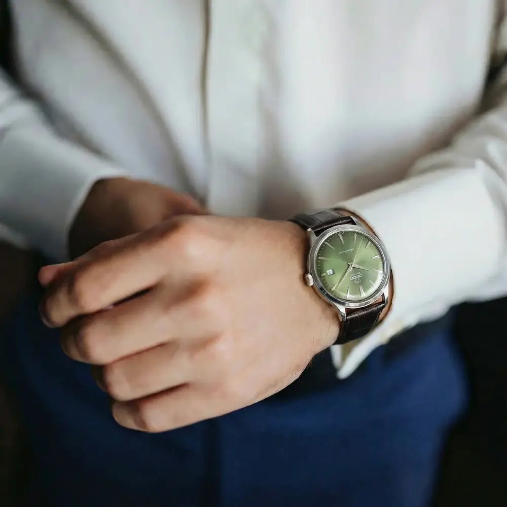Orient-Orient Bambino RA-AC0029E Automatic Green Gradient Dial Brown Leather Strap Men’s Watch-Wristbear-2