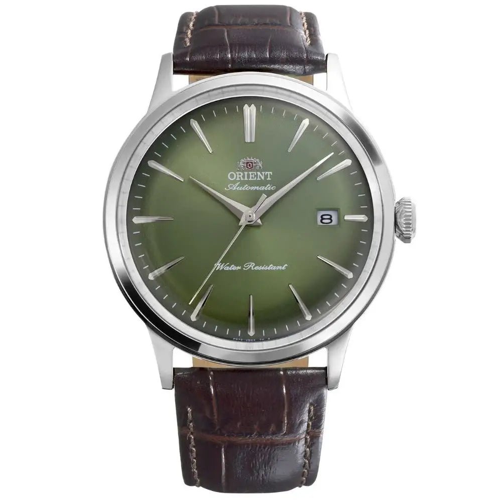 Orient-Orient Bambino RA-AC0029E Automatic Green Gradient Dial Brown Leather Strap Men’s Watch-Wristbear-1