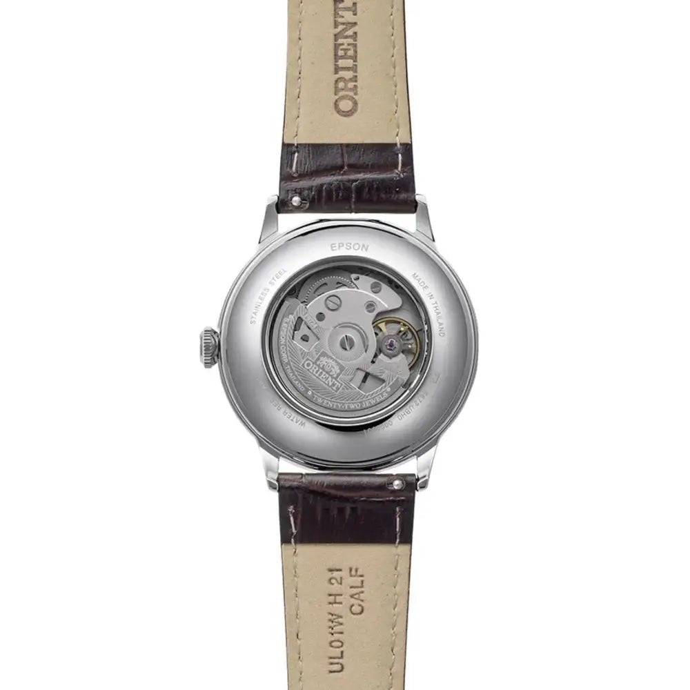 Orient-Orient Bambino RA-AC0029E Automatic Green Gradient Dial Brown Leather Strap Men’s Watch-Wristbear-3