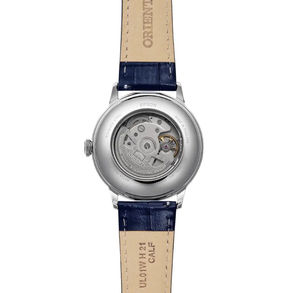 Orient-Orient Bambino RA-AC0030L Automatic Light Blue Gradient Dial Blue Leather Strap Men’s Watch-Wristbear-3