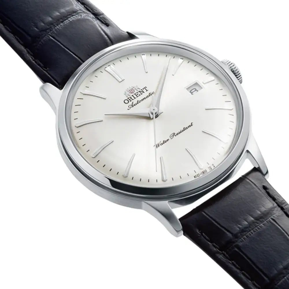 Orient-Orient Bambino RA-AC0031S Automatic White Dial Black Leather Men's Watch-Wristbear-2