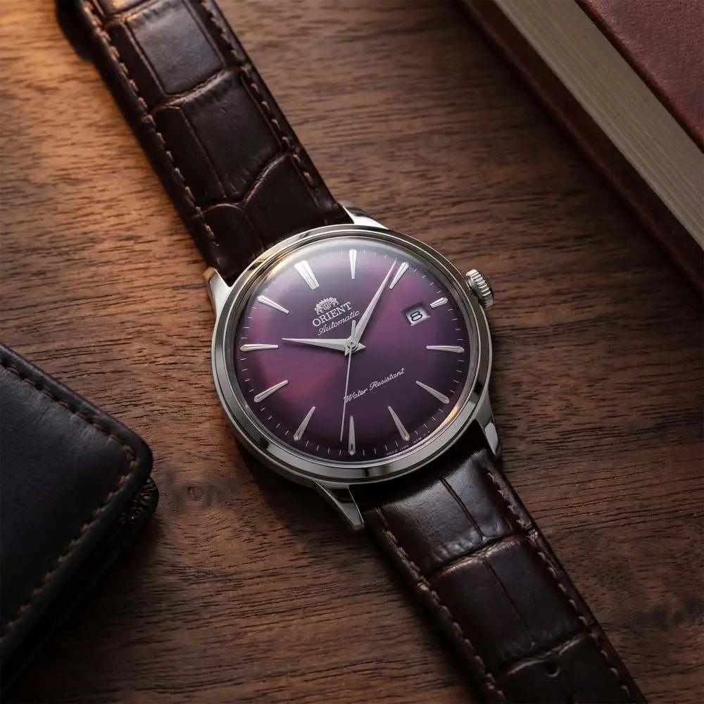 Orient-Orient Bambino RA-AC0032V Automatic Purple Gradient Dial Leather Men's Watch-Wristbear-3