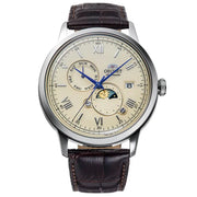 Orient-Orient Bambino Sun & Moon RA-AK0803Y Automatic Ivory Dial Brown Leather Men's Watch-Wristbear-1