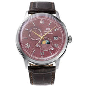 Orient-Orient Bambino Sun & Moon RA-AK0807R Automatic Bordeaux Dial Leather Strap Men's Watch-Wristbear-1