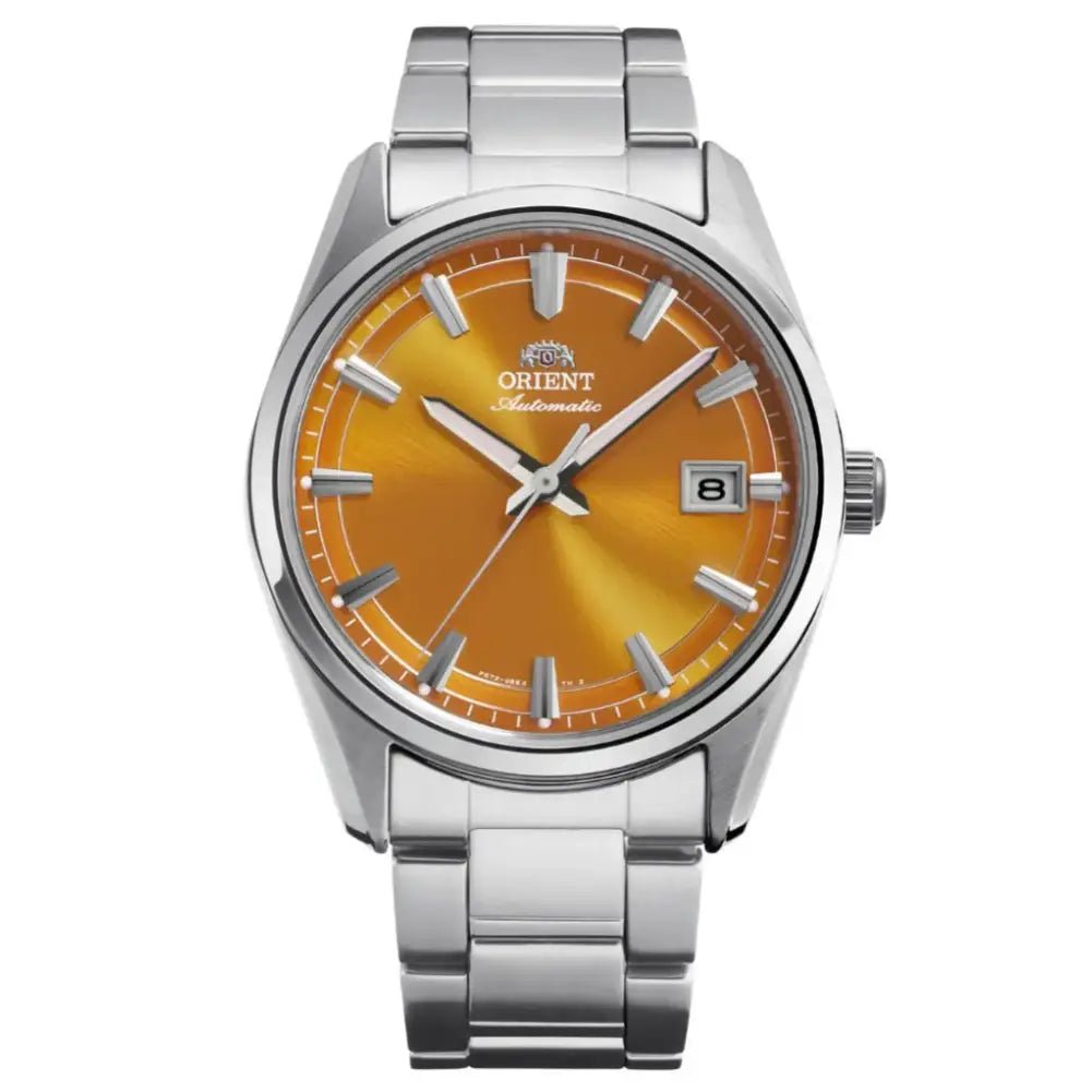 Orient-Orient Contemporary Stretto Date Limited Edition RA-AC0R08Y Automatic Orange Sunburst Dial Steel Men's -Wristbear-1