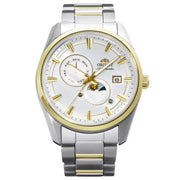 Orient-Orient Contemporary Stretto Sun & Moon RA-AK0312S Automatic White Sunburst Dial Two-Tone Steel Men's Watch-Wristbear-1